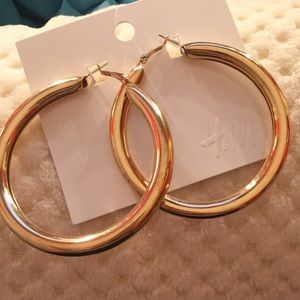 XL Gold tube hoops NWT